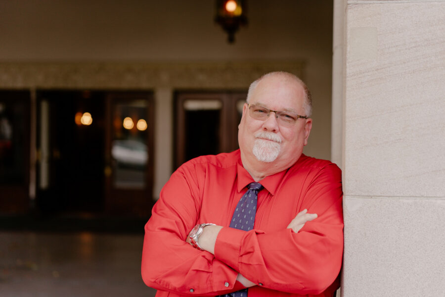 portrait of Jim Zoehrer, CVP, in front of Mount Baker Theatre