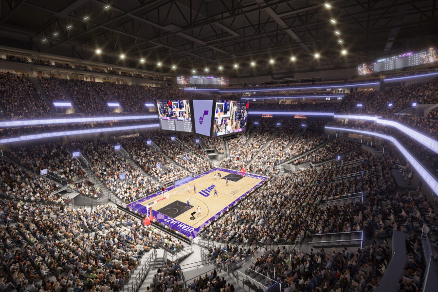 Rendering of Delta Center set up for Utah Jazz game