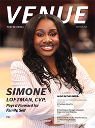 Venue Professional magazine cover with Simone Loftman, CVP