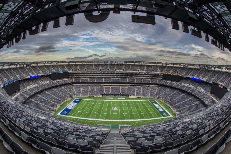 fish eye image of field at MetLife Stadium