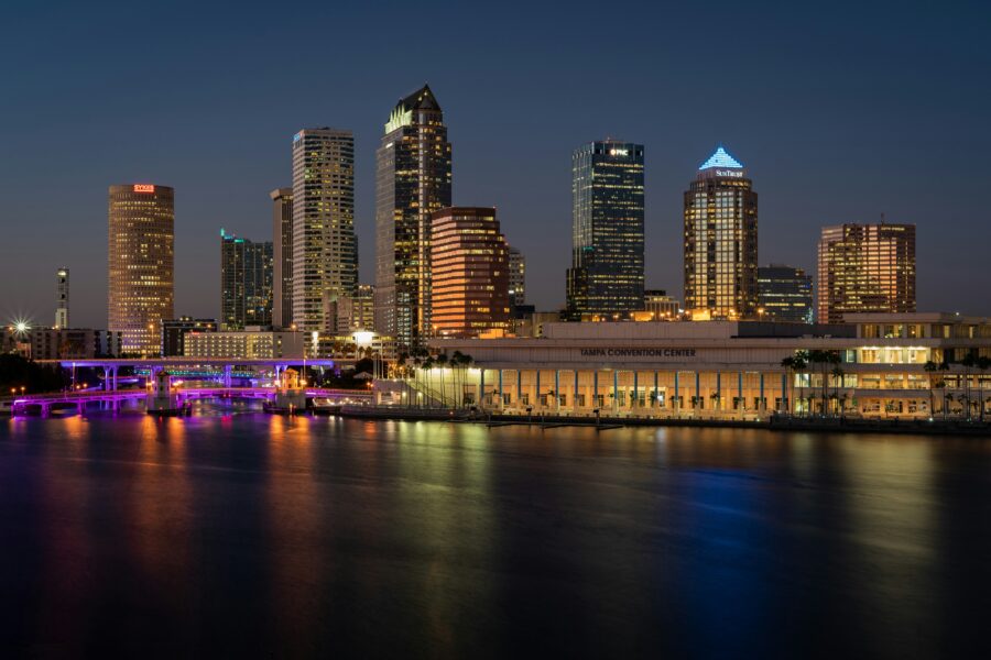 Tampa, Florida, skyline at night